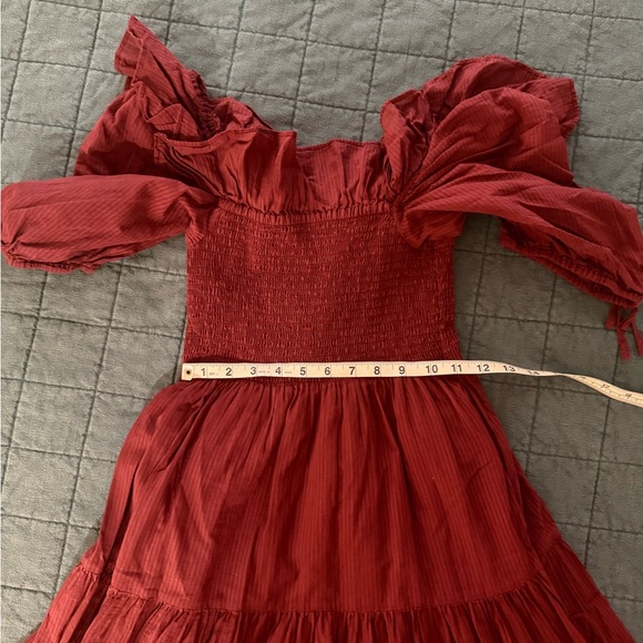 Hill House Corinne Nap Dress in Burgundy Shadow Stripe S - Picture 7 of 8